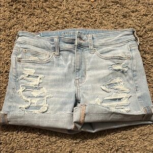 American Eagle Outfitters Blue Jean Shorts Distressed Style